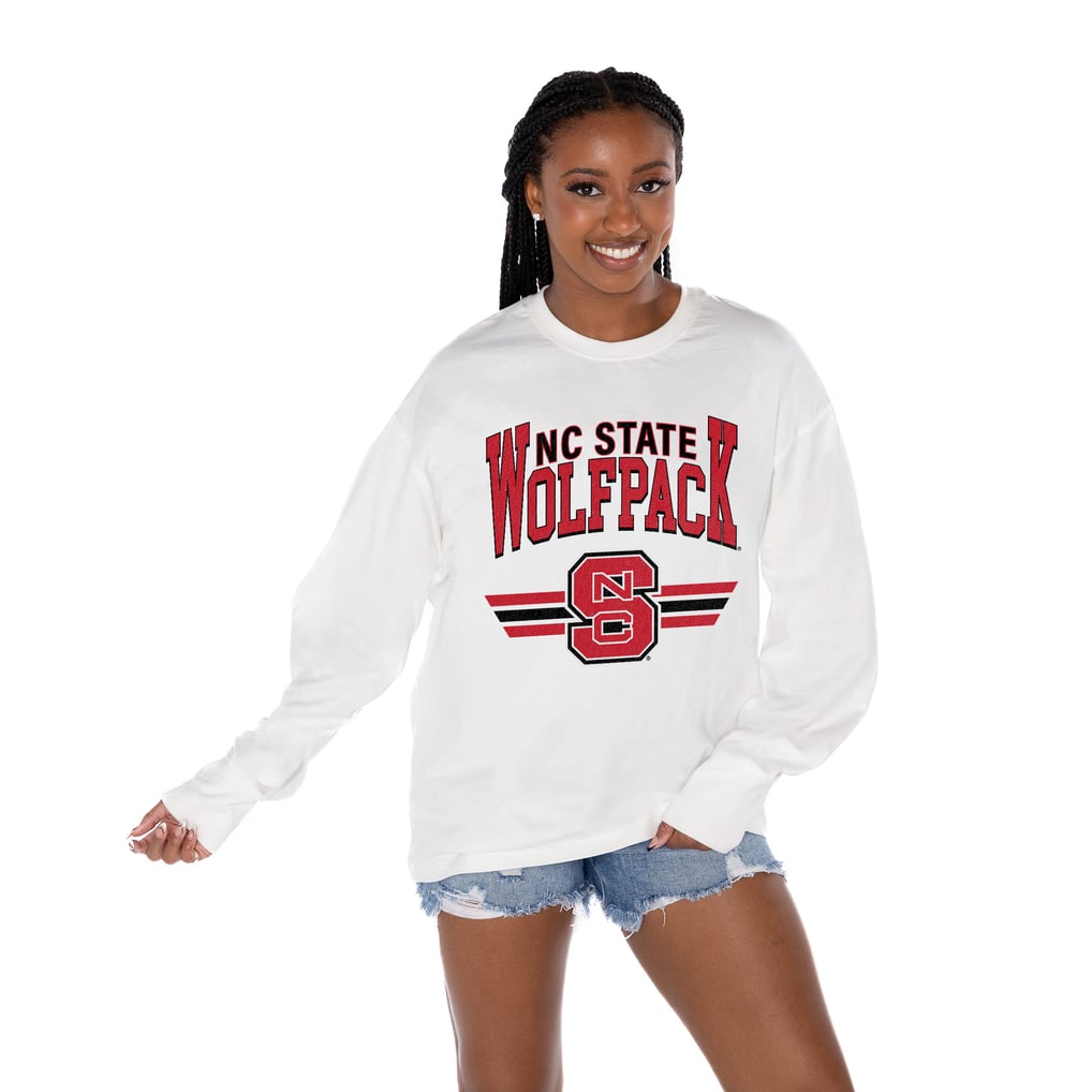 NC State Wolfpack Gameday Couture Women's Oversized Swift Strike Long Sleeve T-Shirt - White