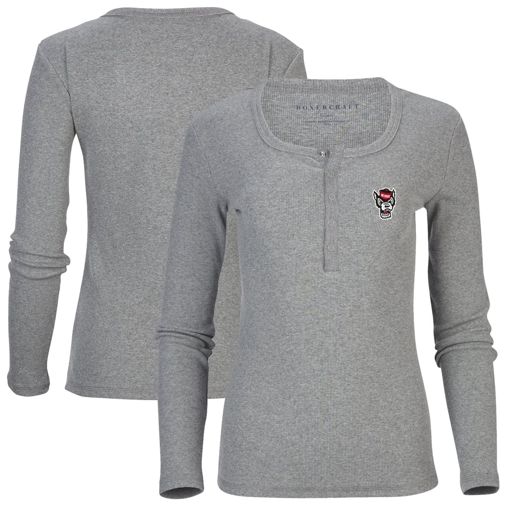 NC State Wolfpack Women's Gray Harper Henley Long Sleeve T-Shirt