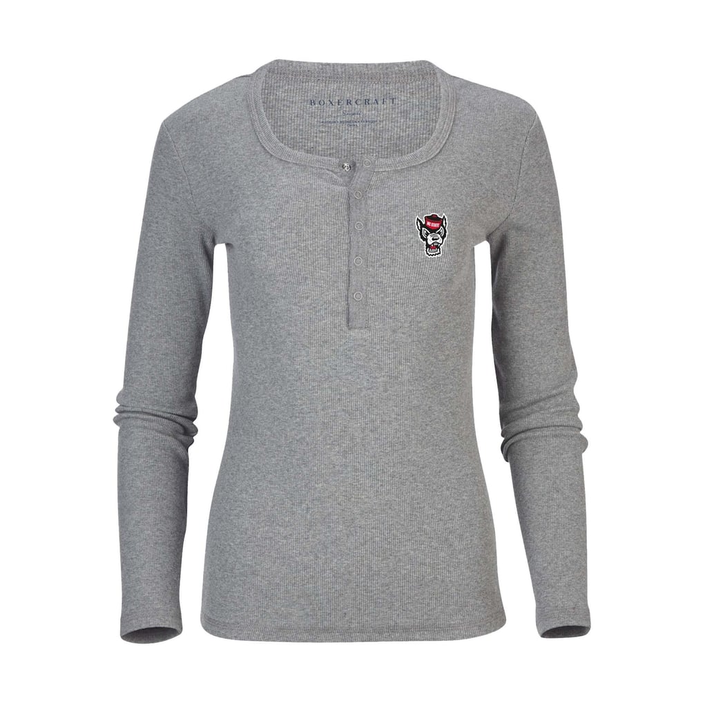 NC State Wolfpack Women's Gray Harper Henley Long Sleeve T-Shirt