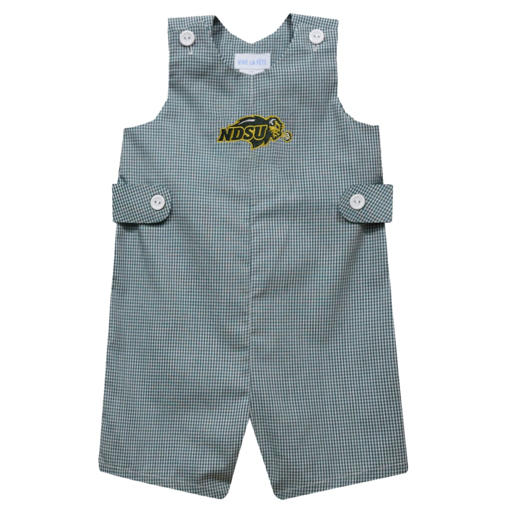 NDSU Bison Vive La Fete Infant Gingham Jon Jon Romper - Green