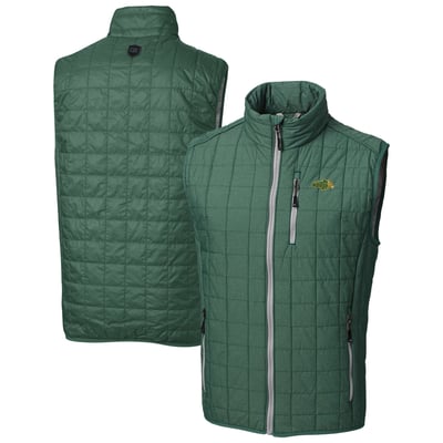 NDSU Bison Cutter & Buck Rainier PrimaLoft Eco Insulated Full-Zip Puffer Vest - Green