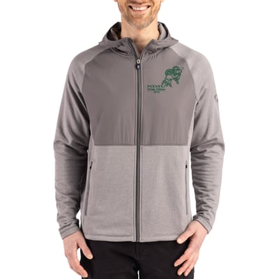NDSU Bison Cutter & Buck Peshastin Eco Fleece Recycled Raglan Full-Zip Tri-Blend Hybrid Jacket - Heather Gray