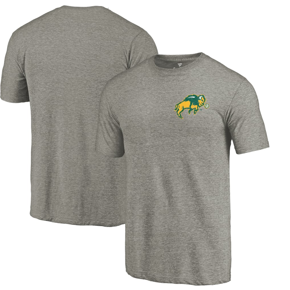 NDSU Bison Left Chest Distressed Logo Tri-Blend T-Shirt - Gray Heathered