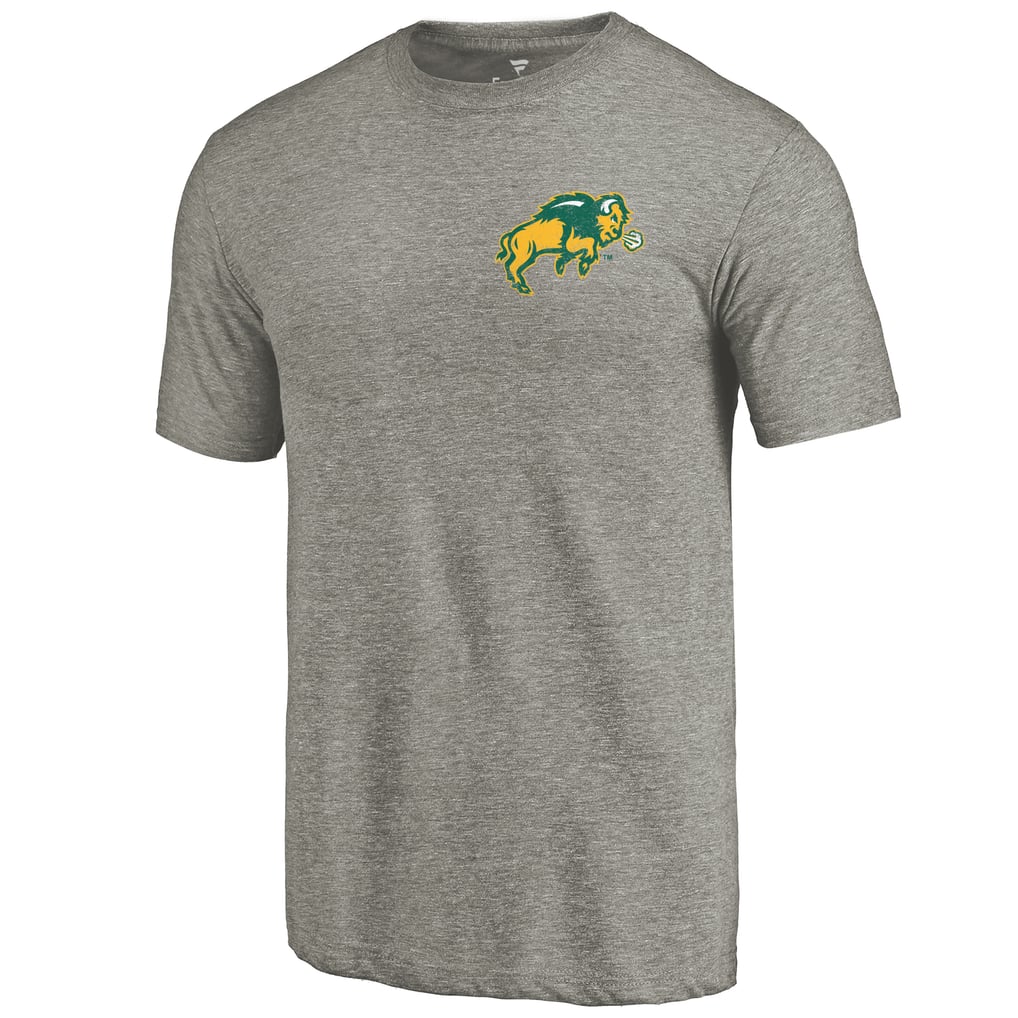 NDSU Bison Left Chest Distressed Logo Tri-Blend T-Shirt - Gray Heathered