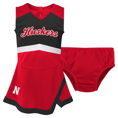 Nebraska Huskers Girls Toddler Cheer Captain Dress & Bloomers Two-Piece Set - Scarlet