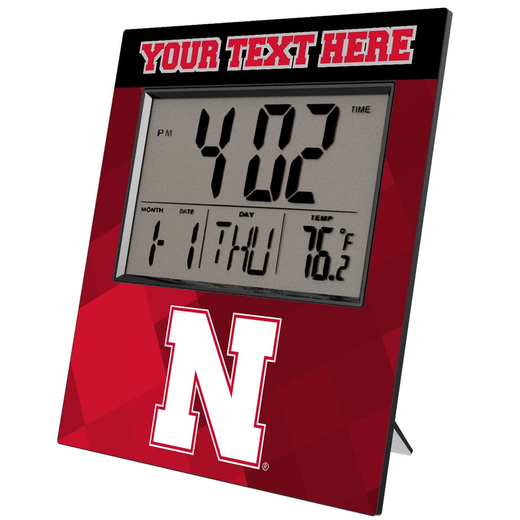 Nebraska Huskers Keyscaper Color Block Personalized Digital Desk Clock