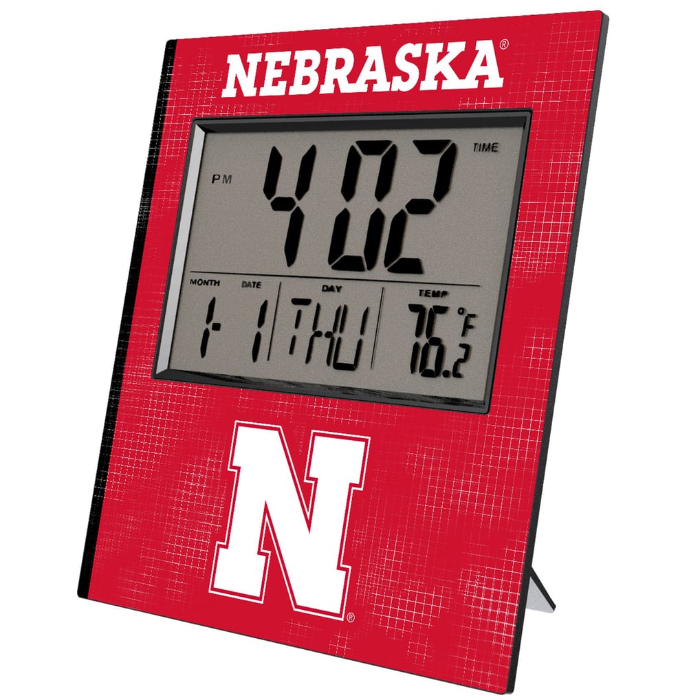 Nebraska Huskers Keyscaper Cross Hatch Digital Desk Clock