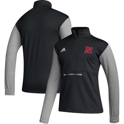 Nebraska Huskers adidas Sideline AEROREADY Half-Zip Top - Black