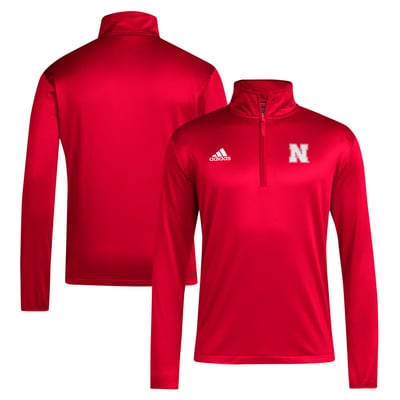 Nebraska Huskers adidas 2024 Coaches Sideline Quarter-Zip Top - Scarlet