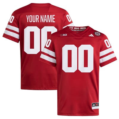  Nebraska Huskers adidas Custom Home Premier Football Jersey - Scarlet