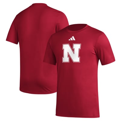 Nebraska Huskers adidas Primary Locker Logo Pre-Game AEROREADY T-Shirt - Scarlet