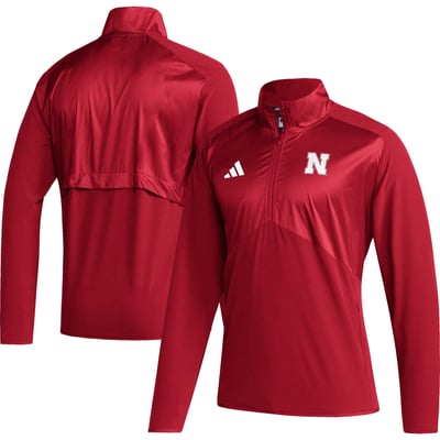 Nebraska Huskers adidas Sideline AEROREADY Raglan Sleeve Quarter-Zip Jacket - Scarlet