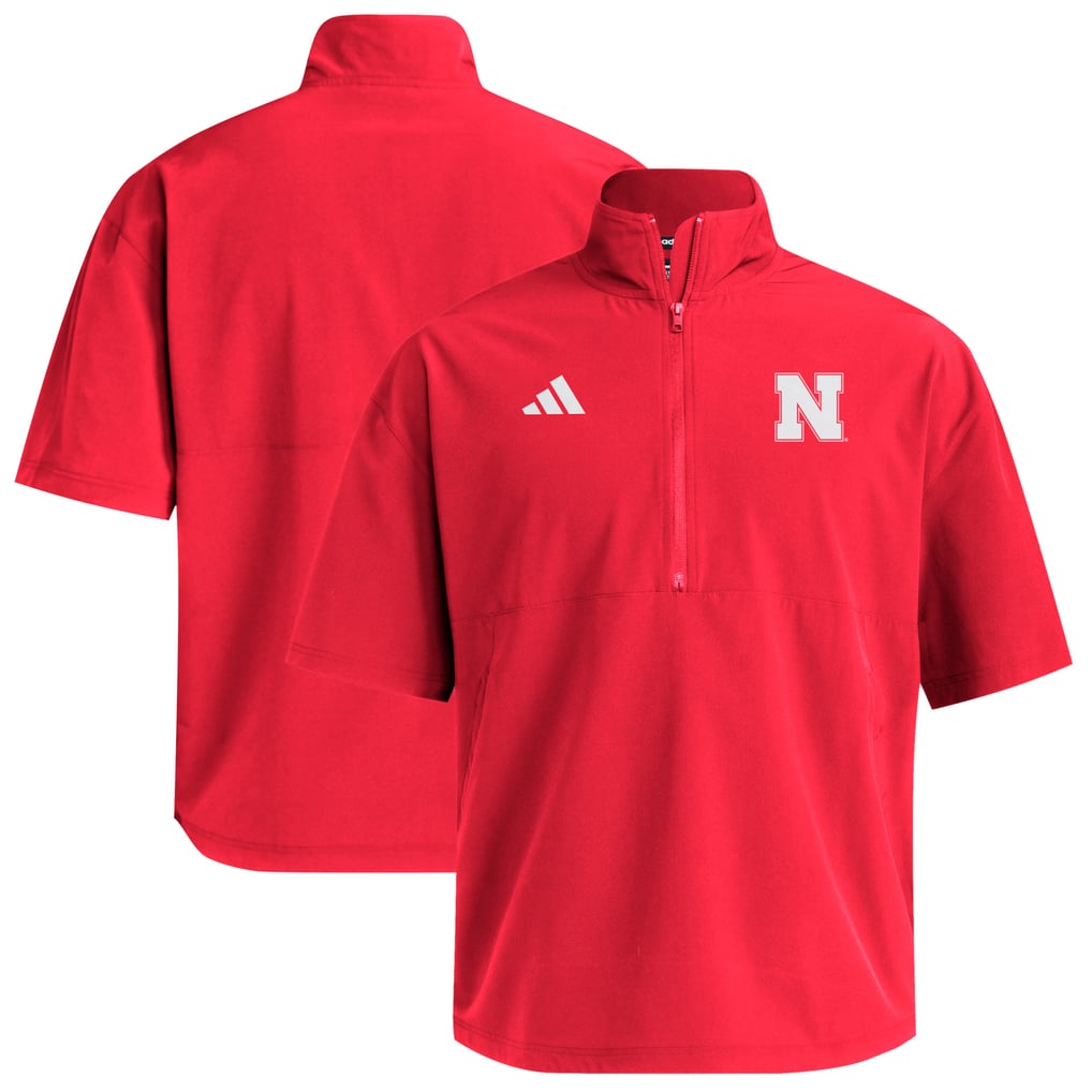  Nebraska Huskers adidas Woven Quarter-Zip Short Sleeve Pullover - Scarlet