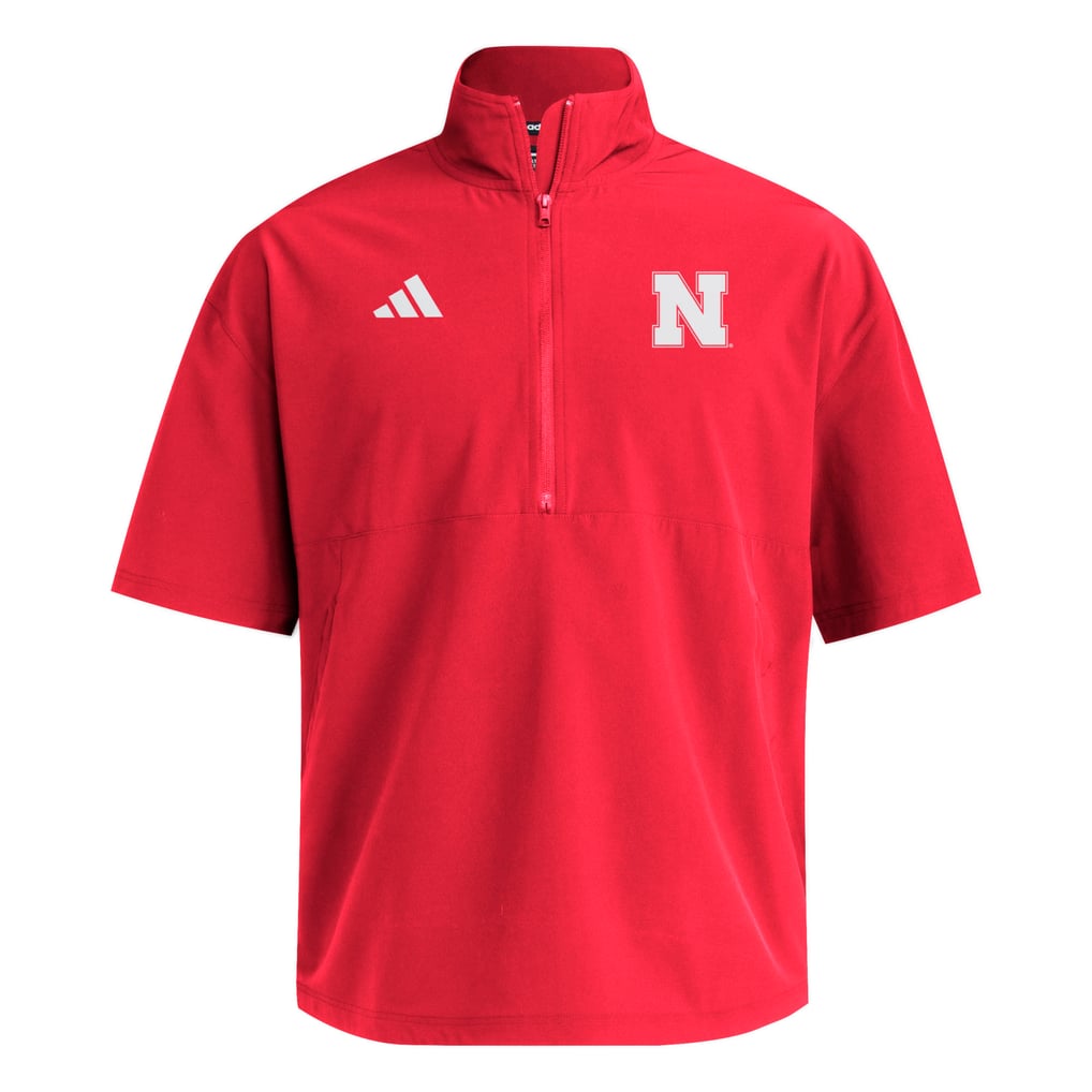  Nebraska Huskers adidas Woven Quarter-Zip Short Sleeve Pullover - Scarlet