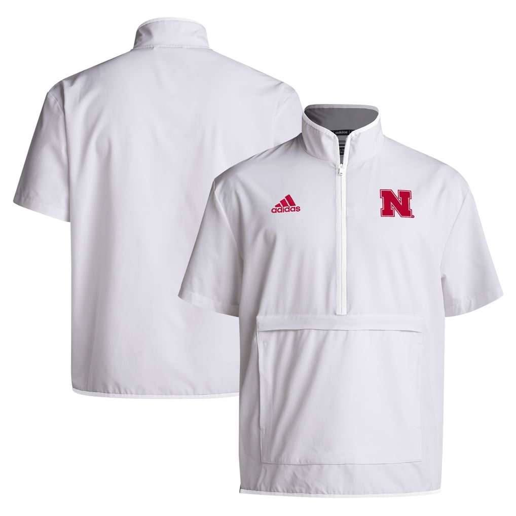 Nebraska Huskers adidas 2024 Coaches Sideline Half-Zip Short Sleeve Jacket - White