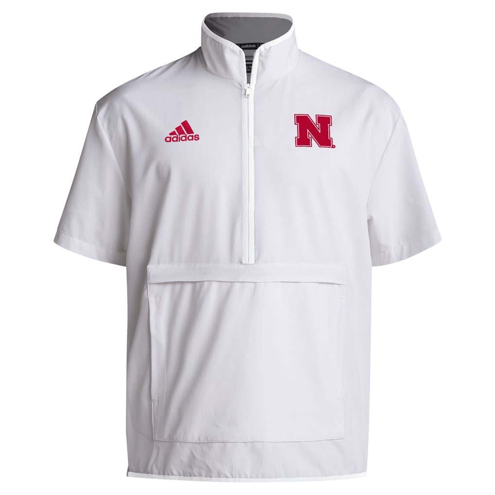 Nebraska Huskers adidas 2024 Coaches Sideline Half-Zip Short Sleeve Jacket - White