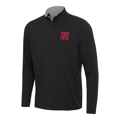 Nebraska Huskers Antigua Content Quarter-Zip Pullover Top - Black/Gray