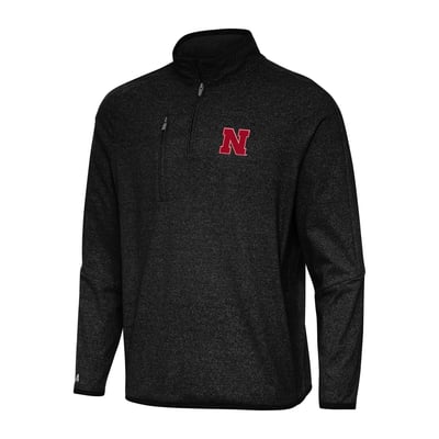 Nebraska Huskers Antigua Certain Quarter-Zip Tri-Blend Sweatshirt - Heather Black