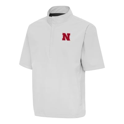  Nebraska Huskers Antigua Brisk Quarter-Zip Windbreaker - Heather Gray