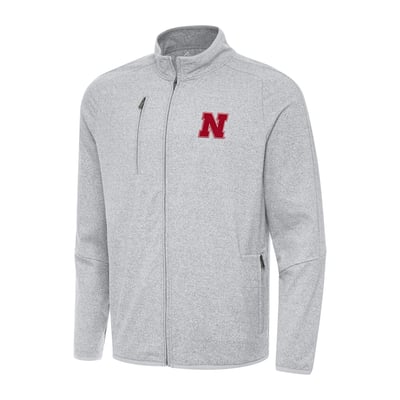 Nebraska Huskers Antigua Hold-Up Full-Zip Tri-Blend Jacket - Heather Gray