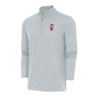  Nebraska Huskers Antigua Hunk Quarter-Zip Top - Heather Gray