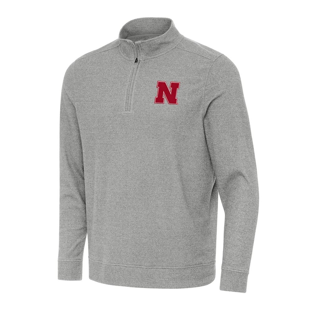 Nebraska Huskers Antigua Subtle Quarter-Zip Sweatshirt - Heather Gray
