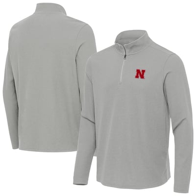Nebraska Huskers Antigua Sync Quarter-Zip Waffle-Knit Tri-Blend Pullover - Heather Gray
