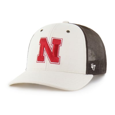 Nebraska Huskers Carhartt x '47 Undyed Trucker Adjustable Hat - Natural/Brown