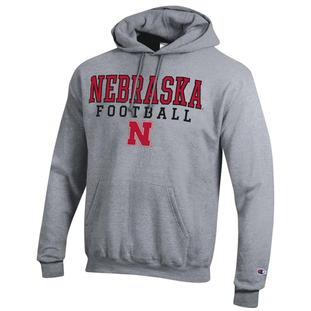 Nebraska Huskers Champion Football Stack Pullover Hoodie - Heather Gray