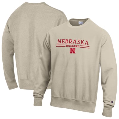 Nebraska Huskers Champion Reverse Weave Crewneck Sweatshirt - Oatmeal