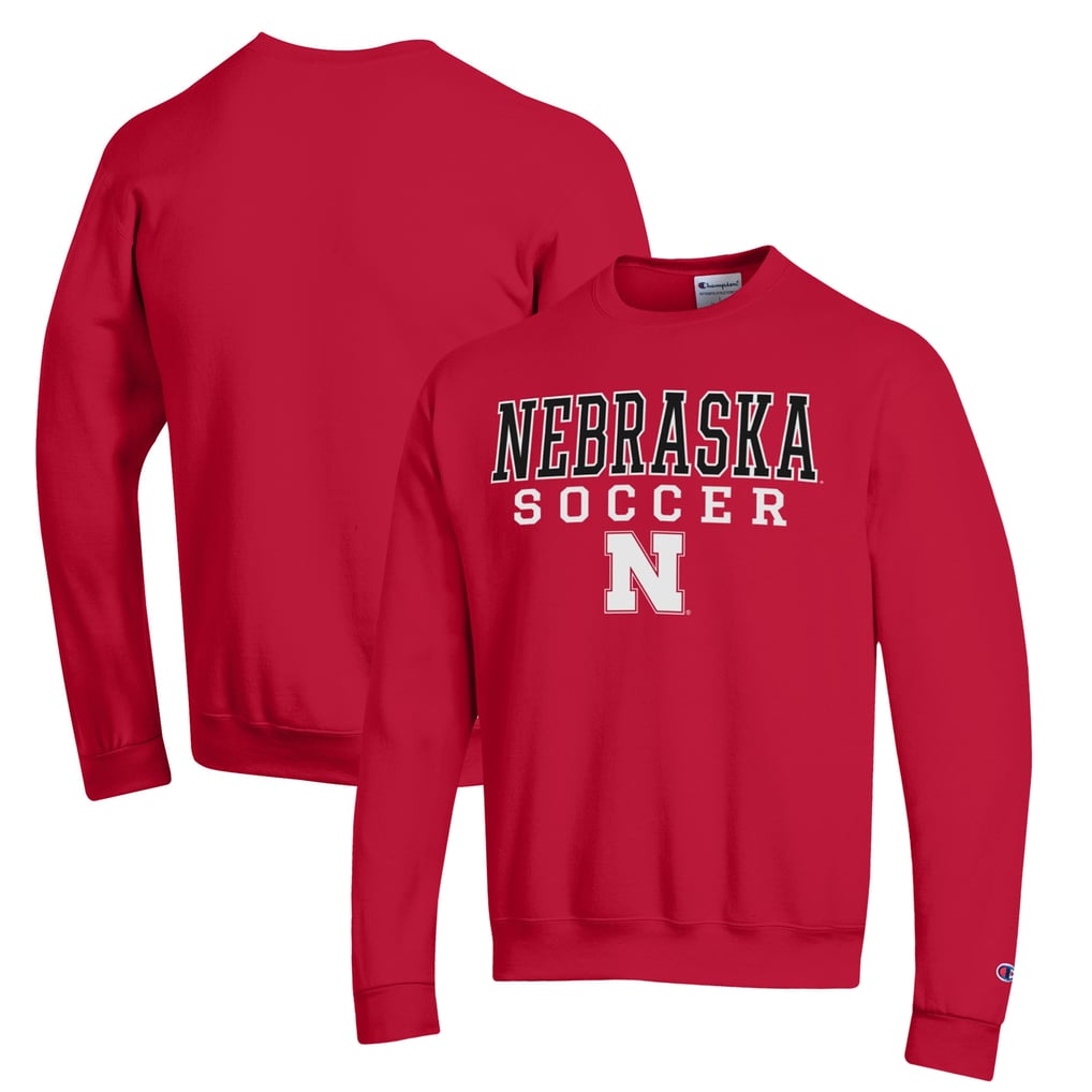 Nebraska Huskers Champion Soccer Stack Logo Powerblend Pullover Sweatshirt - Scarlet