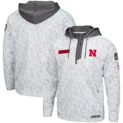 Nebraska Huskers Colosseum OHT Military Appreciation Quarter-Zip Hoodie - Arctic Camo