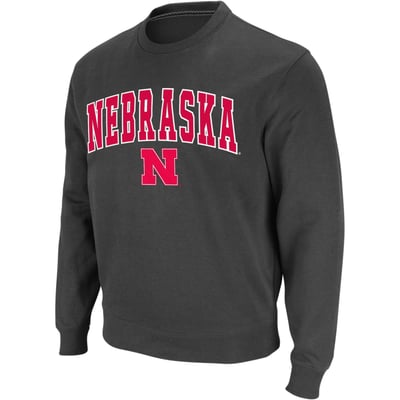 Nebraska Huskers Colosseum Arch & Logo Crew Neck Sweatshirt - Charcoal