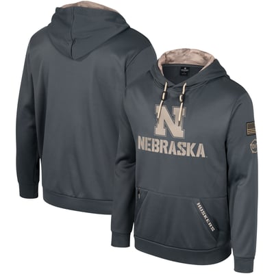 Nebraska Huskers Colosseum OHT Military Appreciation Pullover Hoodie - Charcoal