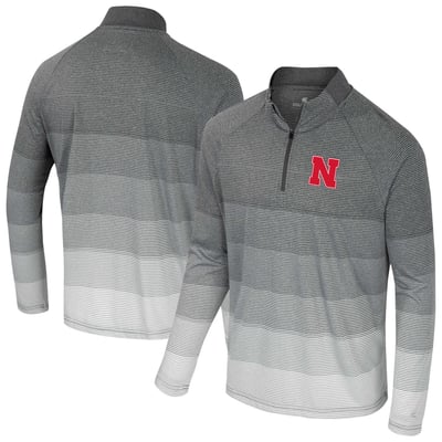 Nebraska Huskers Colosseum AI Striped Mesh Quarter-Zip Raglan Windshirt - Gray