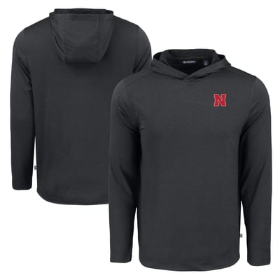 Nebraska Huskers Cutter & Buck Coastline Epic Comfort Eco Recycled Long Sleeve Hoodie T-Shirt - Black