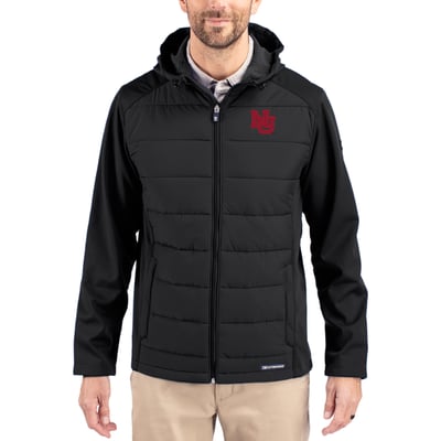 Nebraska Huskers Cutter & Buck Evoke Hybrid Eco Softshell Recycled Full Zip Hooded Jacket - Black