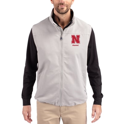 Nebraska Huskers Cutter & Buck Charter Eco Recycled Full-Zip Vest - Gray