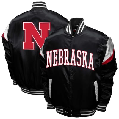 Nebraska Huskers Franchise Club Power Satin Full-Snap Jacket - Black
