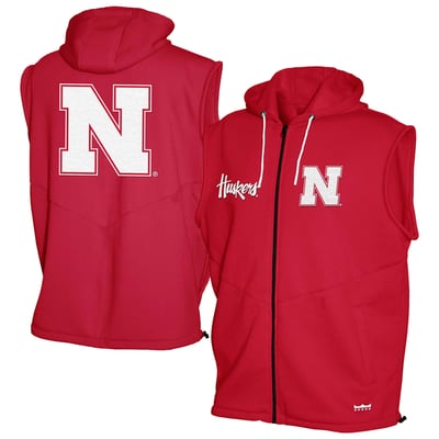Nebraska Huskers Franchise Club Gym Fleece Full-Zip Hoodie Vest - Scarlet
