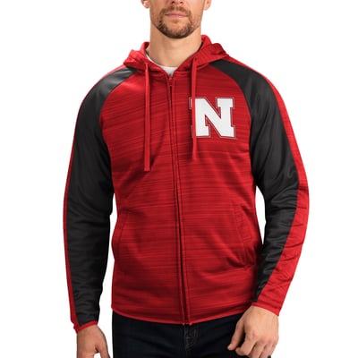 Nebraska Huskers G-III Sports by Carl Banks Neutral Zone Raglan Full-Zip Track Jacket Hoodie - Scarlet