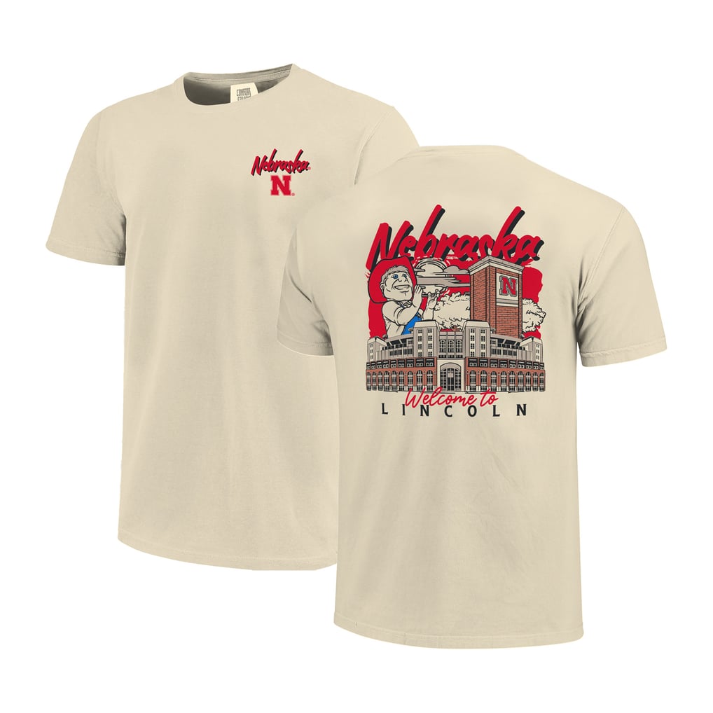  Nebraska Huskers Image One Comfort Colors Hand-Drawn Campus Stack T-Shirt - Natural