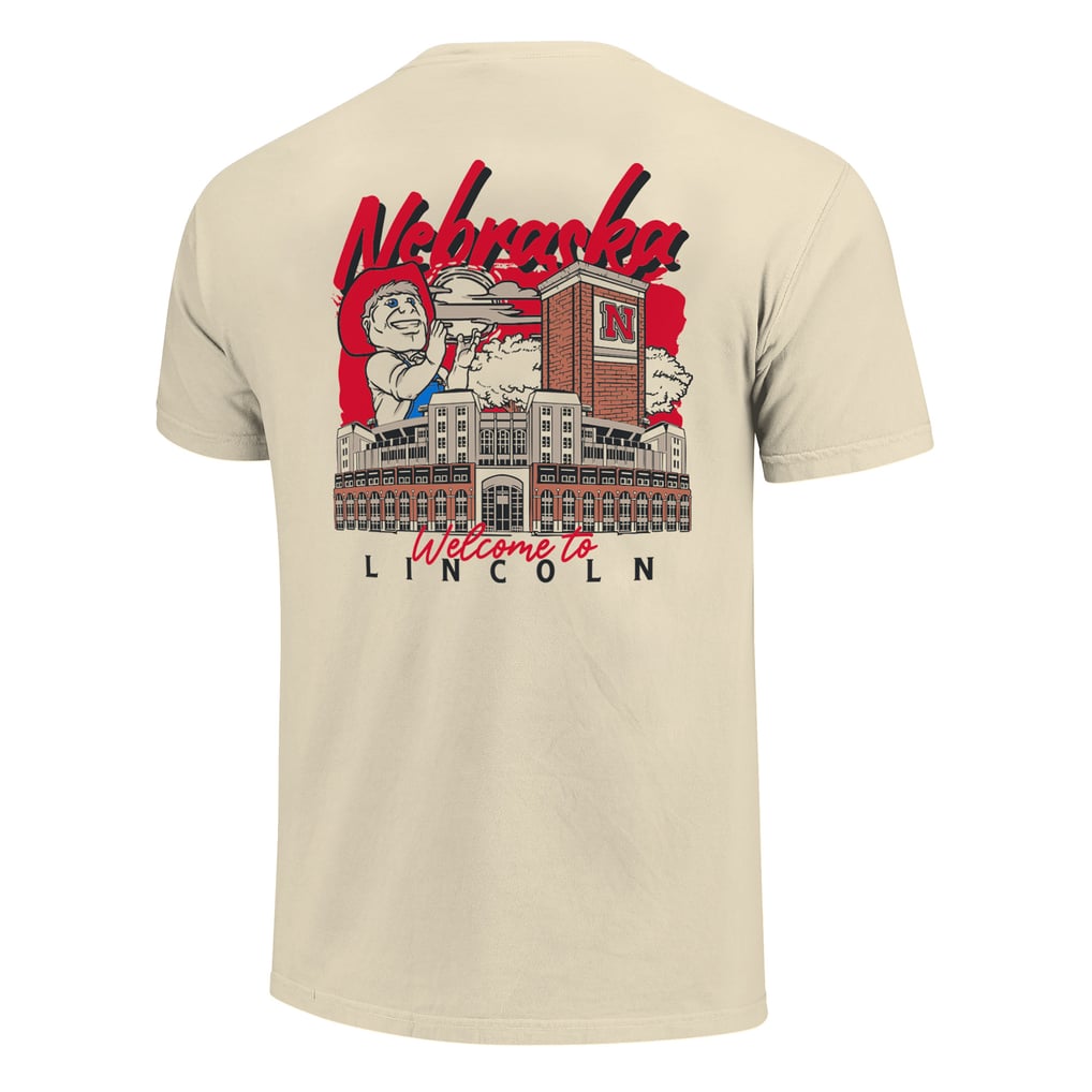  Nebraska Huskers Image One Comfort Colors Hand-Drawn Campus Stack T-Shirt - Natural