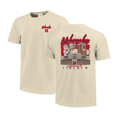  Nebraska Huskers Image One Comfort Colors Hand-Drawn Campus Stack T-Shirt - Natural