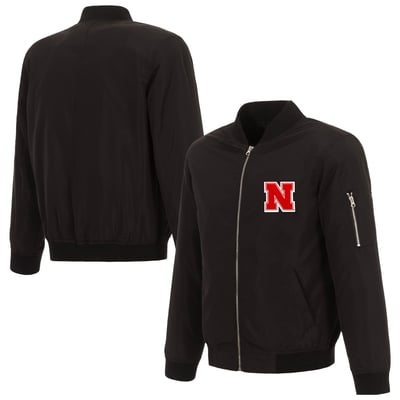  Nebraska Huskers JH Design Full-Zip Bomber Jacket - Black