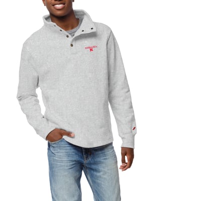 Nebraska Huskers League Collegiate Wear 1636 Fleece Quarter-Snap Pullover Sweatshirt - Ash