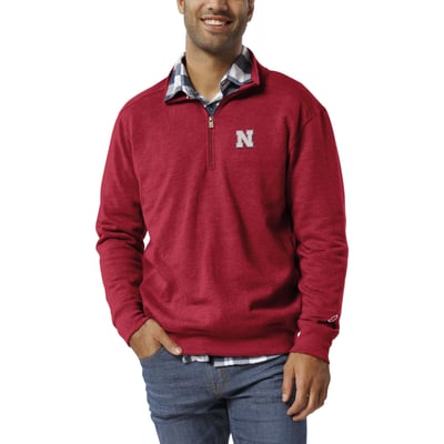  Nebraska Huskers League Collegiate Wear  Heritage Tri-Blend Quarter-Zip Pullover Sweatshirt - Scarlet