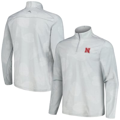 Nebraska Huskers Tommy Bahama Delray Frond IslandZone Half-Zip Jacket - Gray