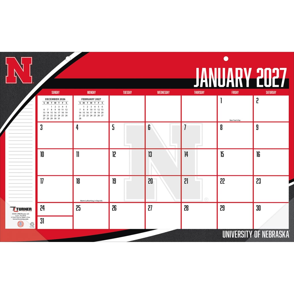 Nebraska Huskers 17" x 11" Desk Pad Calendar