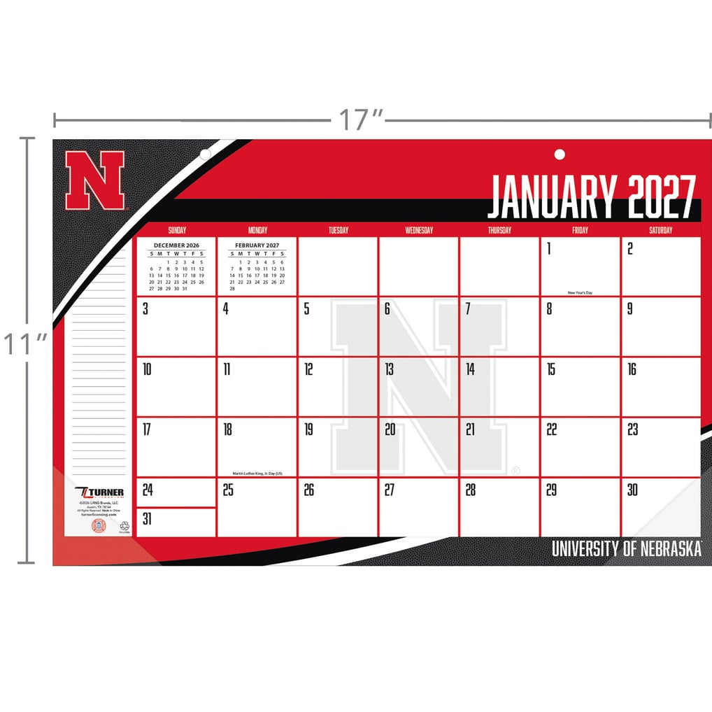 Nebraska Huskers 17" x 11" Desk Pad Calendar